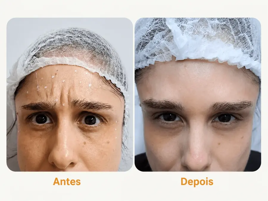 Antes e depois de Botox na Shiva Zen — Resultado com aparência natural